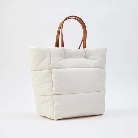 Puffer Tote Bag Women Nylon Lightweight Travel Work Shoulder Crossbody - Picture 3 of 9